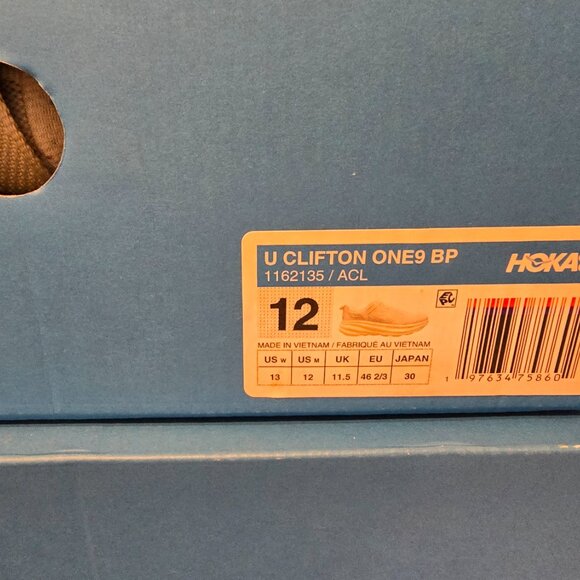 Hoka One One Vibrant Bloom U CLIFTON ONE9 BP - ALABASTER / CIELO BLUE Men's 12 - Picture 8 of 13